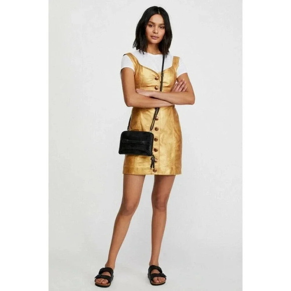 Free People Size 6 Sleeveless Goldie Leather Mini Dress NEW! - Picture 1 of 9